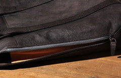 Mens Brown Gray Cool Handbag Handmade Genuine Leather Vintage Briefcase Work Bag Business Bag for men