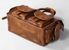 Handmade Genuine Leather Vintage Brown Mens Travel Bag Cool Messenger Bag Shoulder Bag Handbag for Men - imessengerbags