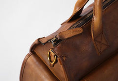 Handmade Genuine Leather Vintage Brown Mens Travel Bag Cool Messenger Bag Shoulder Bag Handbag for Men - imessengerbags