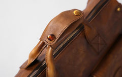 Handmade Genuine Leather Vintage Brown Mens Travel Bag Cool Messenger Bag Shoulder Bag Handbag for Men - imessengerbags
