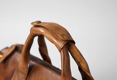 Handmade Genuine Leather Vintage Brown Mens Travel Bag Cool Messenger Bag Shoulder Bag Handbag for Men