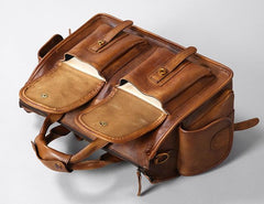 Handmade Genuine Leather Vintage Brown Mens Travel Bag Cool Messenger Bag Shoulder Bag Handbag for Men - imessengerbags