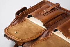 Handmade Genuine Leather Vintage Brown Mens Travel Bag Cool Messenger Bag Shoulder Bag Handbag for Men - imessengerbags