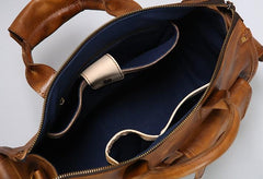 Handmade Genuine Leather Vintage Brown Mens Travel Bag Cool Messenger Bag Shoulder Bag Handbag for Men - imessengerbags