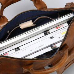Handmade Genuine Leather Vintage Brown Mens Travel Bag Cool Messenger Bag Shoulder Bag Handbag for Men - imessengerbags