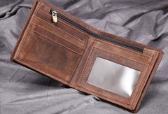 Vintage Cool Leather Mens Small Wallets Cool billfold Slim Bifold Wallets for Men - imessengerbags