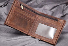 Vintage Cool Leather Mens Small Wallets Cool billfold Slim Bifold Wallets for Men