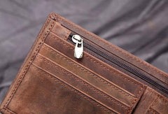 Vintage Cool Leather Mens Small Wallets Cool billfold Slim Bifold Wallets for Men - imessengerbags