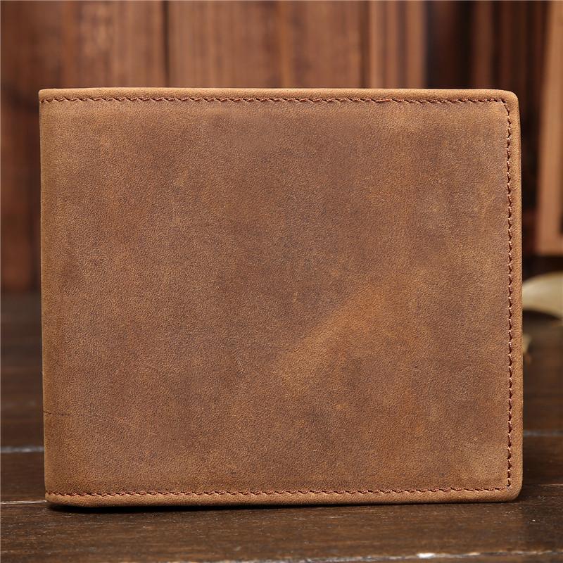 Vintage Cool Leather Mens Small Wallets Cool billfold Slim Bifold Wallets for Men - imessengerbags