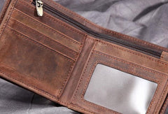 Vintage Cool Leather Mens Small Wallets Cool billfold Slim Bifold Wallets for Men - imessengerbags
