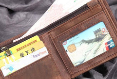 Vintage Cool Leather Mens Small Wallets Cool billfold Slim Bifold Wallets for Men - imessengerbags