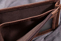 Vintage Cool Leather Mens Small Wallets Cool billfold Slim Bifold Wallets for Men - imessengerbags