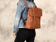 Handmade Genuine Leather Shoulder Bag Vintage Brown Mens Cool Backpack Travel Bag for men