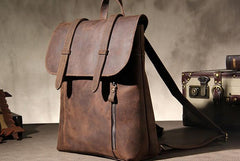 Handmade Genuine Leather Shoulder Bag Vintage Brown Mens Cool Backpack Travel Bag for men