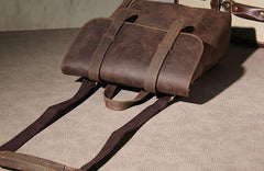 Handmade Genuine Leather Shoulder Bag Vintage Brown Mens Cool Backpack Travel Bag for men