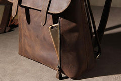 Handmade Genuine Leather Shoulder Bag Vintage Brown Mens Cool Backpack Travel Bag for men