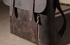 Handmade Genuine Leather Shoulder Bag Vintage Brown Mens Cool Backpack Travel Bag for men
