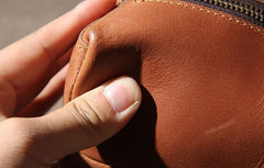 Handmade Genuine Leather Shoulder Bag Vintage Brown Mens Cool Backpack Travel Bag for men