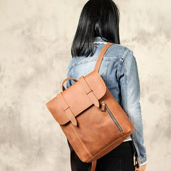 Handmade Genuine Leather Shoulder Bag Vintage Brown Mens Cool Backpack Travel Bag for men