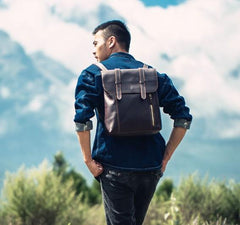 Handmade Genuine Leather Shoulder Bag Vintage Brown Mens Cool Backpack Travel Bag for men