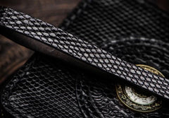 Handmade LIZARD SKIN Leather Black Biker Wallet Mens Cool Short Chain Wallet Trucker Wallet with Chain