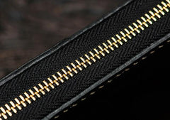 Handmade Leather Black Chain Wallet Mens Biker Wallet Cool Leather Wallet Long Phone Wallets for Men - imessengerbags