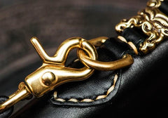 Handmade Leather Black Chain Wallet Mens Biker Wallet Cool Leather Wallet Long Phone Wallets for Men - imessengerbags