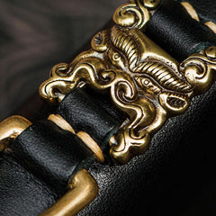Handmade Leather Black Chain Wallet Mens Biker Wallet Cool Leather Wallet Long Phone Wallets for Men - imessengerbags