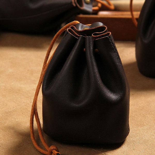 Handmade Leather Black Mens Change Pouch Coin for Men - imessengerbags