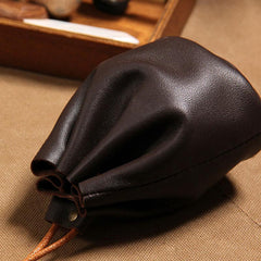 Handmade Leather Black Mens Change Pouch Coin for Men