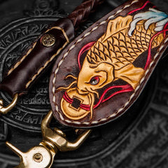 Handmade Leather Braided Biker Trucker Tooled Carp Wallet Chain for Chain Wallet Biker Wallet Trucker Wallet - imessengerbags