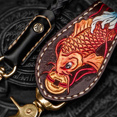 Handmade Leather Braided Biker Trucker Tooled Carp Wallet Chain for Chain Wallet Biker Wallet Trucker Wallet - imessengerbags