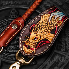 Handmade Leather Braided Biker Trucker Tooled Carp Wallet Chain for Chain Wallet Biker Wallet Trucker Wallet