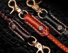 Handmade Leather Braided Biker Trucker Tooled Carp Wallet Chain for Chain Wallet Biker Wallet Trucker Wallet - imessengerbags