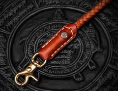 Handmade Leather Braided Biker Trucker Tooled Carp Wallet Chain for Chain Wallet Biker Wallet Trucker Wallet - imessengerbags