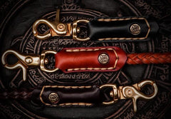 Handmade Leather Braided Biker Trucker Tooled Carp Wallet Chain for Chain Wallet Biker Wallet Trucker Wallet