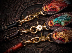 Handmade Leather Braided Biker Trucker Tooled Carp Wallet Chain for Chain Wallet Biker Wallet Trucker Wallet - imessengerbags