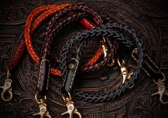 Handmade Leather Braided Biker Trucker Tooled Carp Wallet Chain for Chain Wallet Biker Wallet Trucker Wallet - imessengerbags