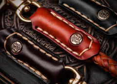 Handmade Leather Braided Biker Trucker Tooled Carp Wallet Chain for Chain Wallet Biker Wallet Trucker Wallet - imessengerbags