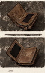 Cool Leather Brown Men's Zipper billfold Small Wallet Bifold Wallet Card Wallet For Men - imessengerbags