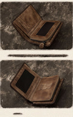Cool Leather Brown Men's Zipper billfold Small Wallet Bifold Wallet Card Wallet For Men