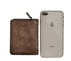 Cool Leather Brown Men's Zipper billfold Small Wallet Bifold Wallet Card Wallet For Men - imessengerbags