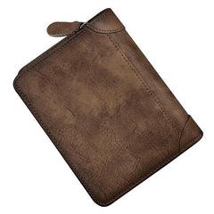 Cool Leather Brown Men's Zipper billfold Small Wallet Bifold Wallet Card Wallet For Men - imessengerbags