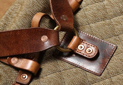 Handmade Leather Canvas Mens Cool Backpack Sling Bag Large Travel Bag Hiking Bag for Men