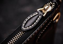 Handmade Leather Carp Tooled Wristlet Bag iPad Bag Mens Cool Leather Wallet Long Clutch for Men