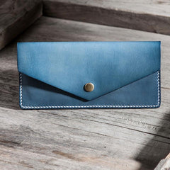 Handmade Leather Long Wallets for men Envelope Bifold Men Long Wallet