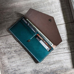 Handmade Leather Long Wallets for men Envelope Bifold Men Long Wallet