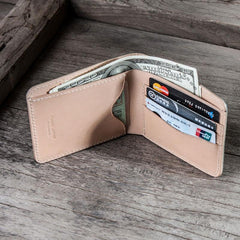 Handmade Leather Men Small Wallet Bifold Vintage Wallet for Men - imessengerbags
