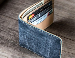 Handmade Leather Men Small Wallet Bifold Vintage Wallet for Men - imessengerbags