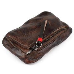 Vintage Leather Men's Zipper Small Wallet Coin Wallet Coin Holder for Men - imessengerbags